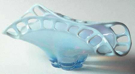 Murano Blue (Opalescent) Folded Flower Arranger by Duncan & Miller