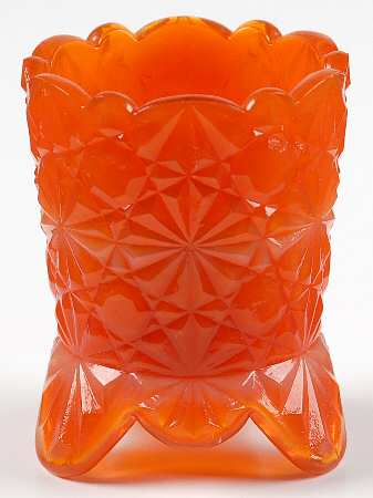 Daisy and Button Tomato Slag (Reddish Orange) by Degenhart Glass Co