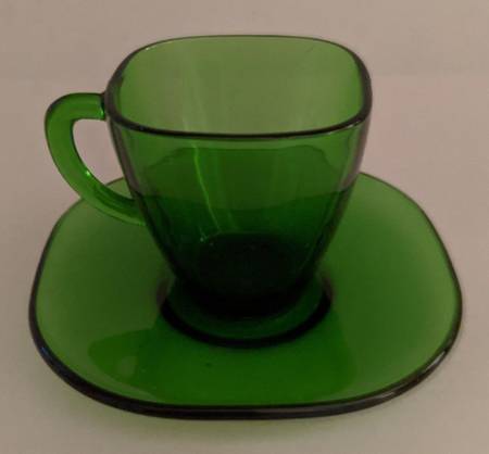 DRX10 Green Demitasse Cup & Saucer Set