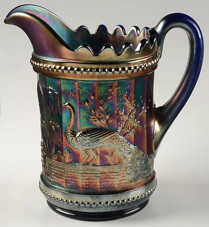 Peacock at the Fountain Cobalt (Carnival) 40 Oz Pitcher