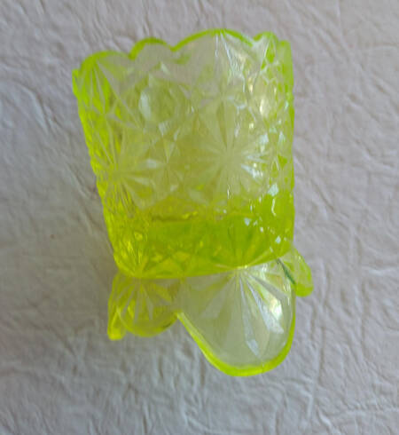 Daisy &amp; Botton Vaseline by Degenhart Glass Co