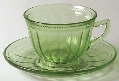 Colonial Fluted Green Cup & Saucer Set