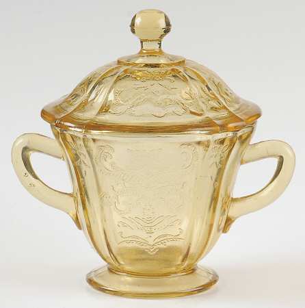 Madrid Amber Footed Sugar Bowl & Lid by Federal Glass 