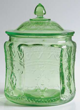Patrician Green Cookie Jar & Lid