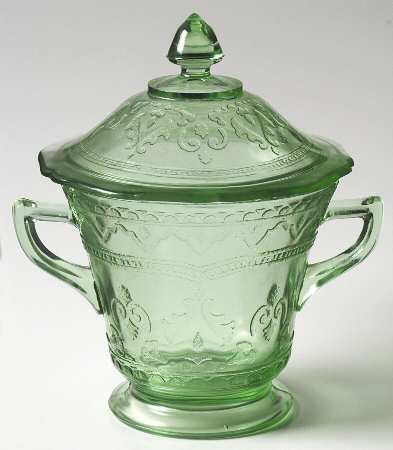 Patrician Green Footed Sugar Bowl & Lid