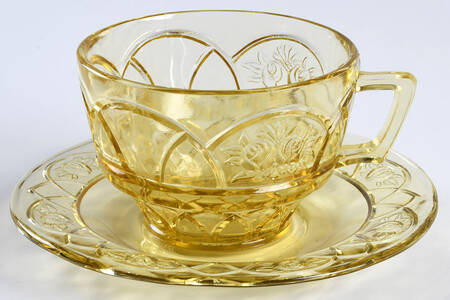 Rosemary Amber Flat Cup & Saucer Set