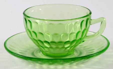Thumbprint Green Cup & Saucer Set