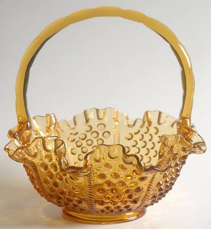 Hobnail Amber (Colonial Amber) #3638 Hobnail 8" Basket