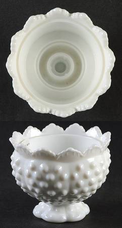Hobnail Milk Glass Miniature Candle Bowl