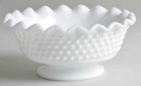 Hobnail Milk Glass 7" Footed Bowl