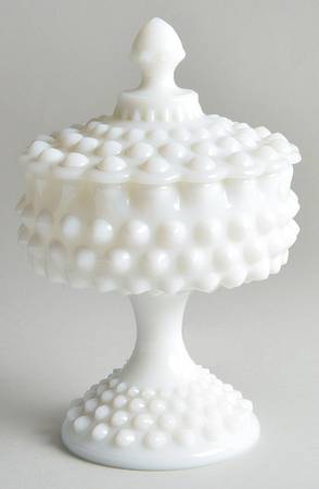 Hobnail Milk Glass Compote & Lid
