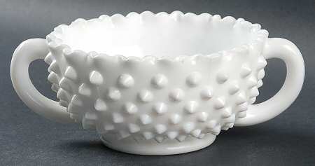 Hobnail Milk Glass Nut Bowl