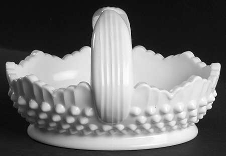 Hobnail Milk Glass #3838 Hobnail 4" Oval Basket