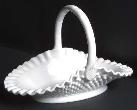 Hobnail Milk Glass #3839 Hobnail 9" Basket