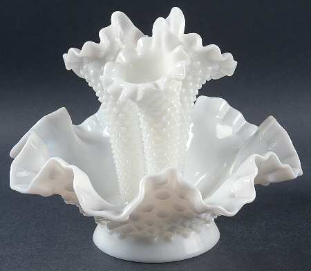 Hobnail Milk Glass (4 Piece) Small Epergnette Set