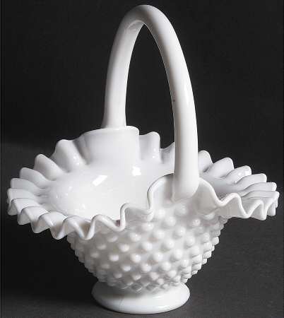 Hobnail Milk Glass #389/3837 Hobnail 7" Basket
