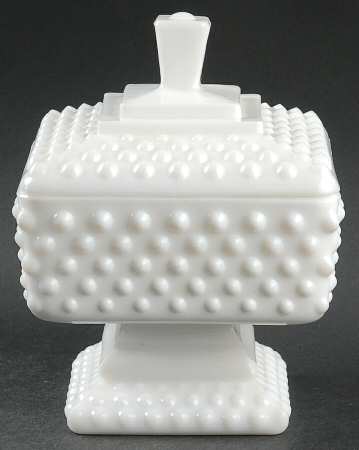 Hobnail Milk Glass Wedding Bowl with Lid