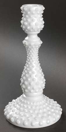 Hobnail Milk Glass 8" Single Light Candlestick