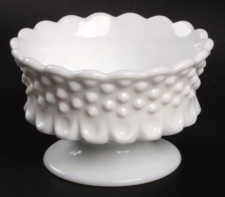 Hobnail Milk Glass Footed Small Candleholder