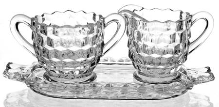 American Clear (Stem 2056) Mini Creamer, Sugar and Tray Set