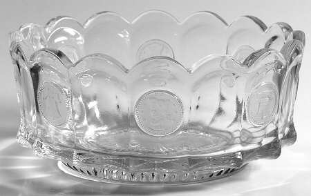 Coin Glass Clear 7" Round Bowl