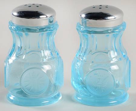 Coin Glass Dark Blue (Older) Shaker Set w/Metal Lids