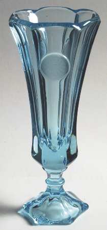 Coin Glass Dark Blue (Older) 8" Bud Vase