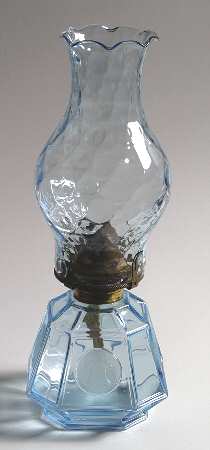 Coin Glass Dark Blue (Older) Oil Coach Lamp with Globe