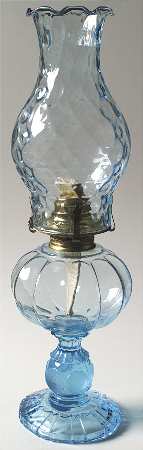 Coin Glass Dark Blue (Older) Oil Patio Lamp with Globe