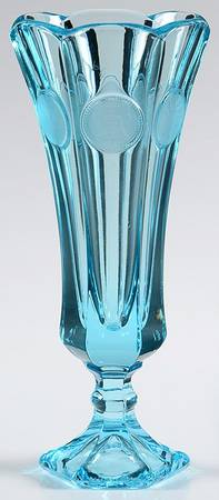 Coin Glass Dark Blue (Older) 8" Bud Vase