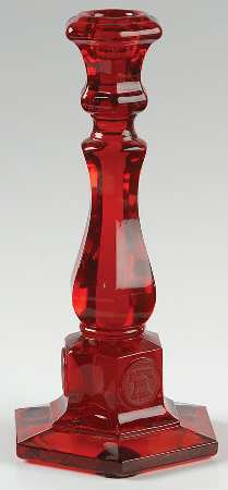Coin Glass Ruby Tall Single Light Candlestick