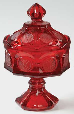 Coin Glass Ruby Wedding Bowl with Lid