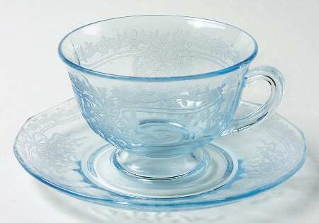 June Blue (Azure) Footed Cup & Saucer Set