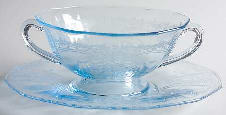 June Blue (Azure) Cream Soup & Saucer Set
