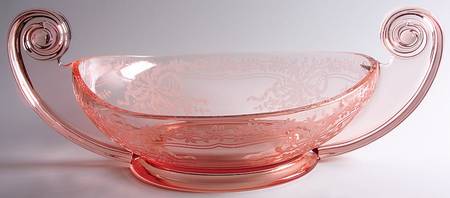 June Pink 14" Oval Handled Bowl
