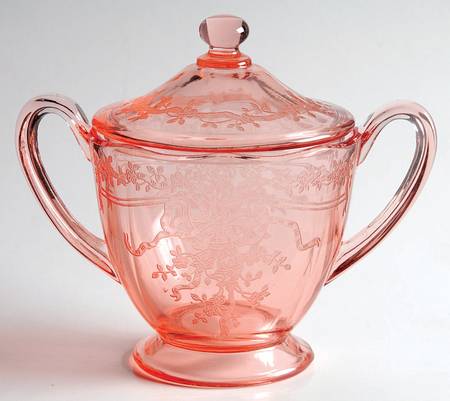 June Pink Footed Sugar Bowl & Lid