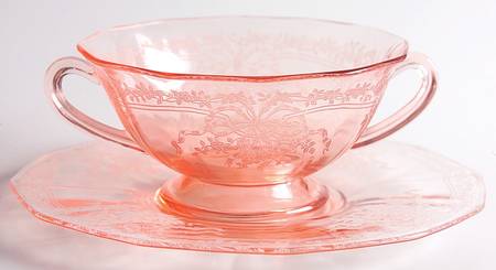 June Pink Cream Soup & Saucer Set