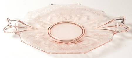 June Pink Handled Cake Plate