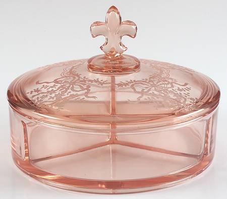 June Pink 3-Part Candy Dish with Lid