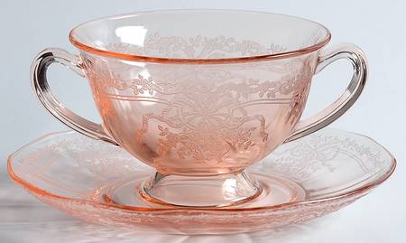June Pink Bouillon Cup & Saucer Set
