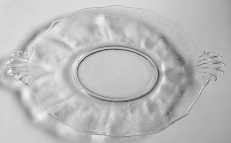 Meadow Rose Clear 8" Oval Handled Tray (Baroque Shape)