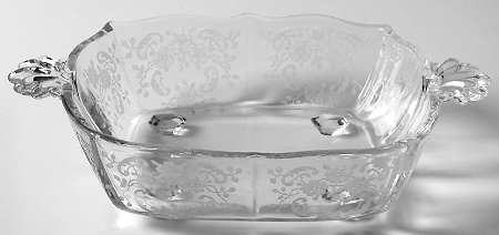 Meadow Rose Clear Square Handled Sweet Meet (Baroque Shape)