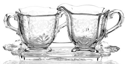 Navarre Clear Baroque Individual Creamer&Sugar on Tray