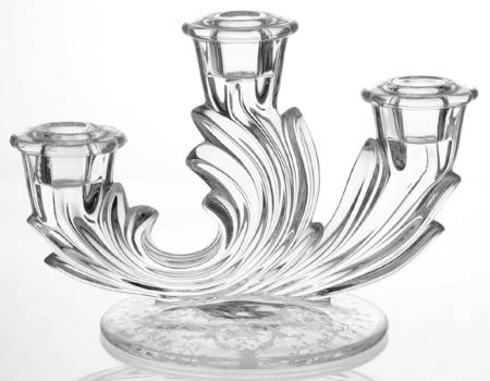 Navarre Clear 3 Light Candlestick (Baroque Shape)