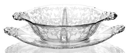 Navarre Clear Divided Hdl. Mayonnaise Bowl & Tray(Baroque Shape)