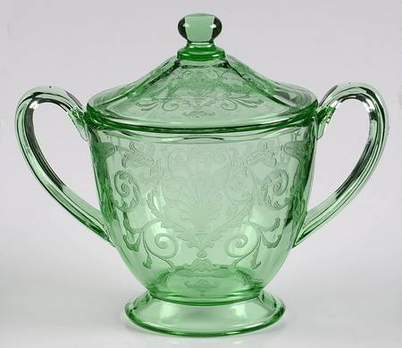Versailles Green (No Trim) Footed Sugar Bowl & Lid