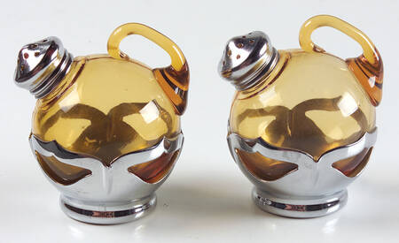 Farber Crystal (Chrome) 5450 Amber Shaker Set with Lids