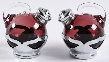 Farber Crystal (Chrome) 5450 Amethyst W/Clear Handle Shaker Set with Lids