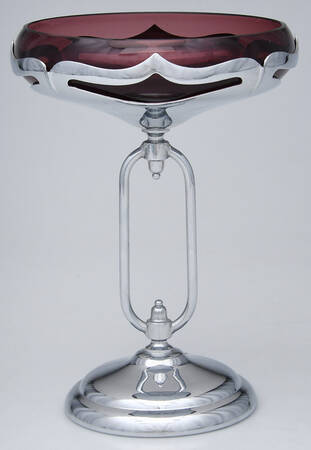 Farber Crystal (Chrome) Round Compote (Height X Width)