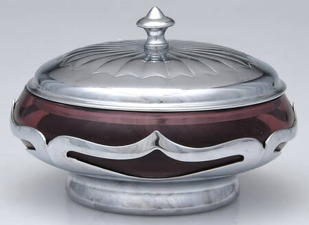 Farber Crystal (Chrome) Candy Dish & Lid